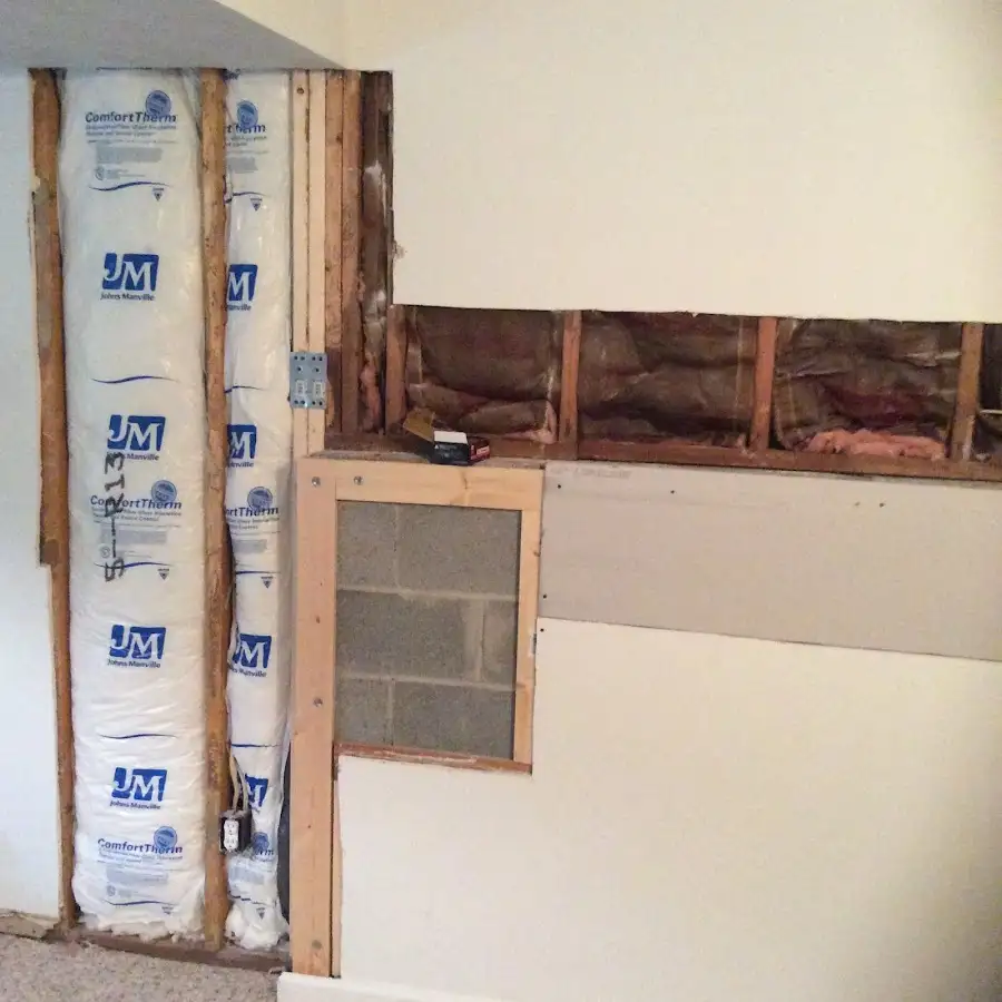 Wall insulation replacement during Basement Flood Cleanup in South Amboy